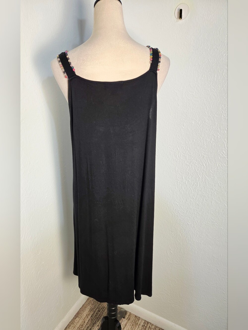 Spencer Jeremy Black Beaded Strap Swing Dress Size Large - Picture 8 of 10
